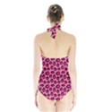 Cute pink animal pattern background Halter Swimsuit View2