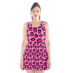 Cute Pink Animal Pattern Background Scoop Neck Skater Dress by TastefulDesigns