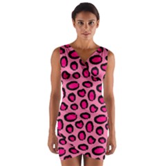 Cute Pink Animal Pattern Background Wrap Front Bodycon Dress by TastefulDesigns