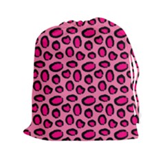 Cute Pink Animal Pattern Background Drawstring Pouches (xxl) by TastefulDesigns