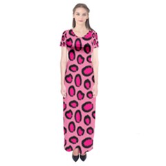 Cute Pink Animal Pattern Background Short Sleeve Maxi Dress by TastefulDesigns