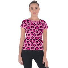 Cute Pink Animal Pattern Background Short Sleeve Sports Top 