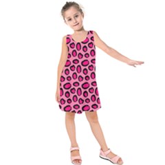 Cute Pink Animal Pattern Background Kids  Sleeveless Dress by TastefulDesigns