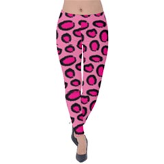 Cute Pink Animal Pattern Background Velvet Leggings by TastefulDesigns