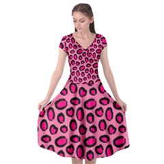 Cute Pink Animal Pattern Background Cap Sleeve Wrap Front Dress by TastefulDesigns