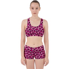 Cute Pink Animal Pattern Background Work It Out Sports Bra Set by TastefulDesigns