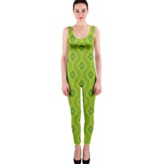 Decorative Green Pattern Background  Onepiece Catsuit by TastefulDesigns