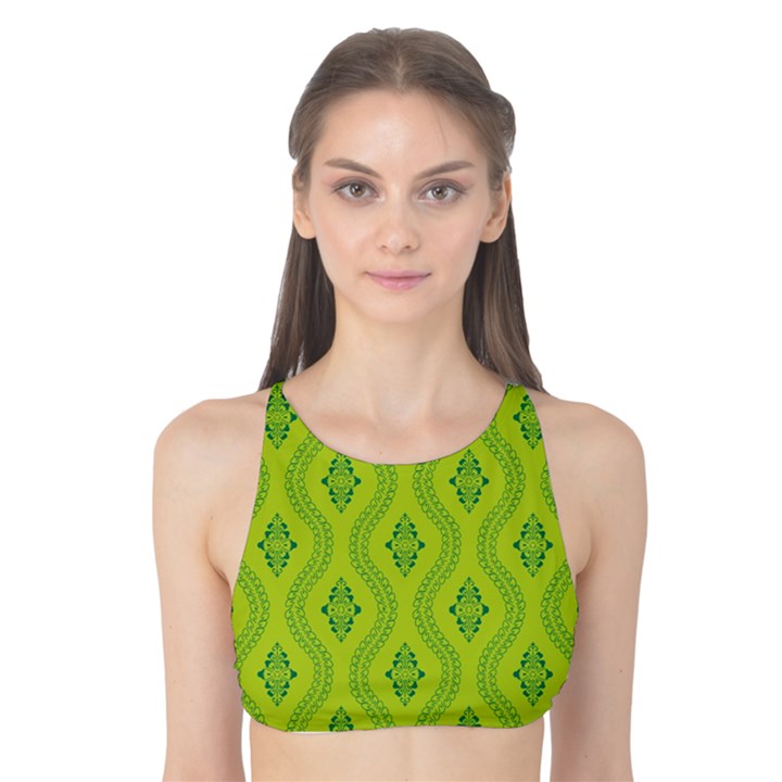 Decorative green pattern background  Tank Bikini Top