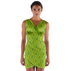 Decorative Green Pattern Background  Wrap Front Bodycon Dress by TastefulDesigns