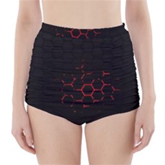 Abstract Pattern Honeycomb High-waisted Bikini Bottoms by BangZart