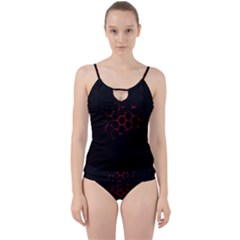 Abstract Pattern Honeycomb Cut Out Top Tankini Set