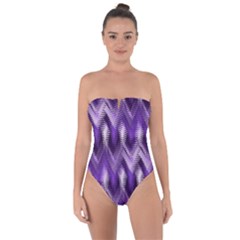 Purple Wavy Tie Back One Piece Swimsuit