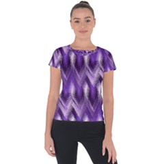 Purple Wavy Short Sleeve Sports Top 