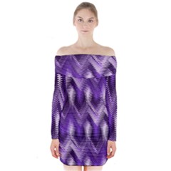 Purple Wavy Long Sleeve Off Shoulder Dress by KirstenStar