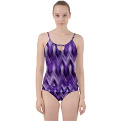 Purple Wavy Cut Out Top Tankini Set