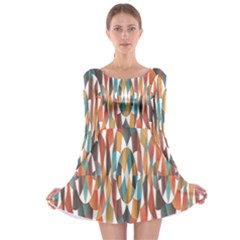 Colorful Geometric Abstract Long Sleeve Skater Dress by linceazul