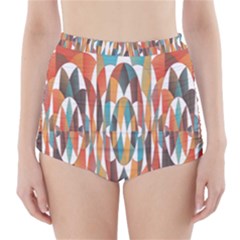 Colorful Geometric Abstract High-waisted Bikini Bottoms by linceazul