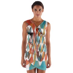 Colorful Geometric Abstract Wrap Front Bodycon Dress by linceazul