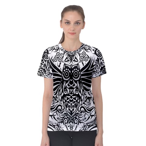 Tattoo Tribal Owl Women s Sport Mesh Tee by Valentinaart