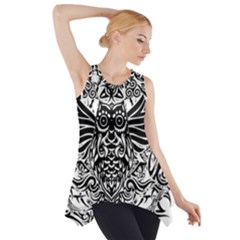 Tattoo Tribal Owl Side Drop Tank Tunic by Valentinaart