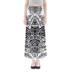 Tattoo Tribal Owl Full Length Maxi Skirt by Valentinaart