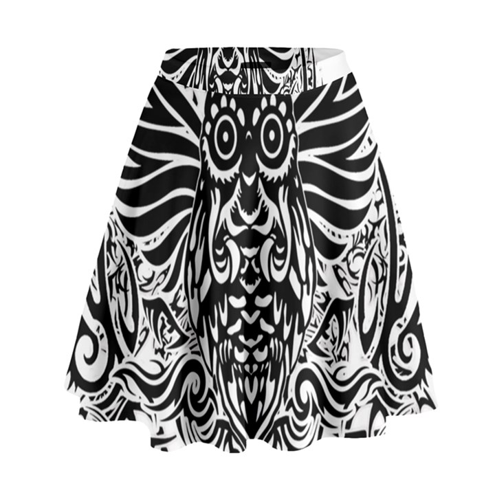 Tattoo tribal owl High Waist Skirt