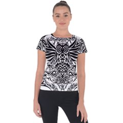 Tattoo Tribal Owl Short Sleeve Sports Top 