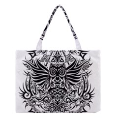 Tattoo Tribal Owl Medium Tote Bag by Valentinaart