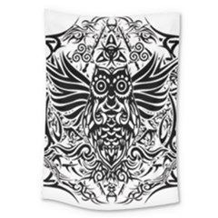 Tattoo Tribal Owl Large Tapestry by Valentinaart