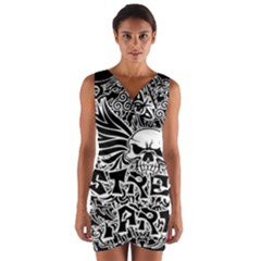 Tattoo Tribal Street Art Wrap Front Bodycon Dress by Valentinaart