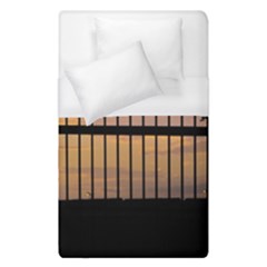 Small Bird Over Fence Backlight Sunset Scene Duvet Cover (single Size) by dflcprints