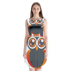 Owl Logo Sleeveless Chiffon Dress   by BangZart