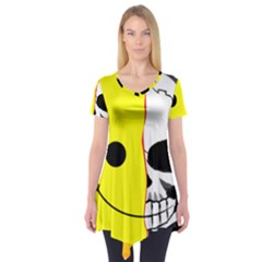 Skull Behind Your Smile Short Sleeve Tunic  by BangZart