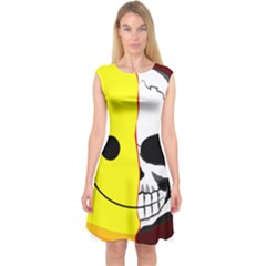 Skull Behind Your Smile Capsleeve Midi Dress by BangZart