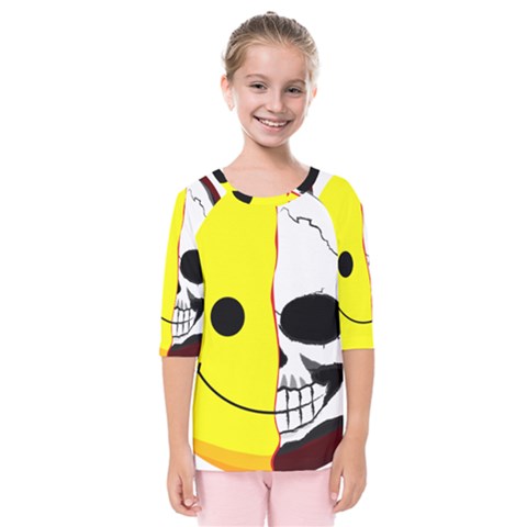 Skull Behind Your Smile Kids  Quarter Sleeve Raglan Tee by BangZart