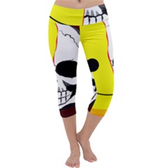 Skull Behind Your Smile Capri Yoga Leggings by BangZart