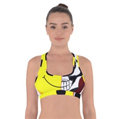 Skull Behind Your Smile Cross Back Sports Bra by BangZart