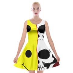 Skull Behind Your Smile Velvet Skater Dress by BangZart