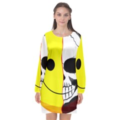 Skull Behind Your Smile Long Sleeve Chiffon Shift Dress  by BangZart