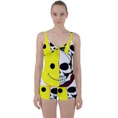 Skull Behind Your Smile Tie Front Two Piece Tankini