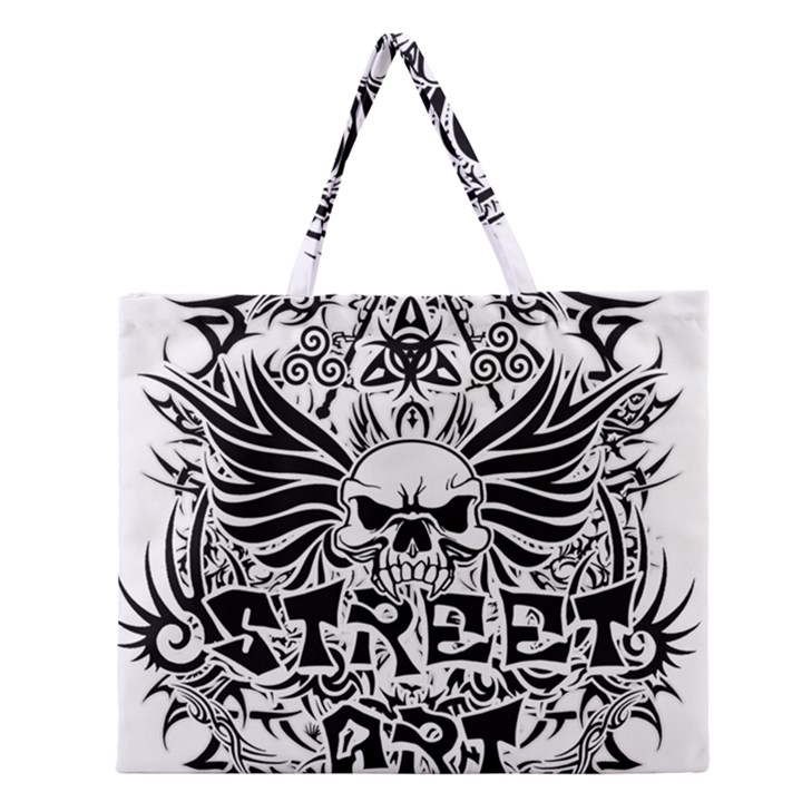 Tattoo tribal street art Zipper Large Tote Bag