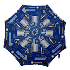 Classic Blue Computer Mainboard Hook Handle Umbrellas (small) by BangZart