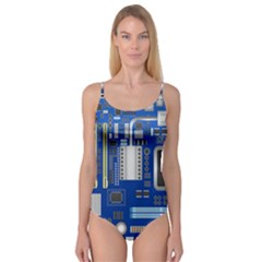 Classic Blue Computer Mainboard Camisole Leotard  by BangZart