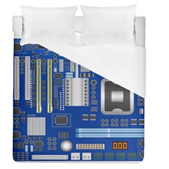 Classic Blue Computer Mainboard Duvet Cover (queen Size) by BangZart