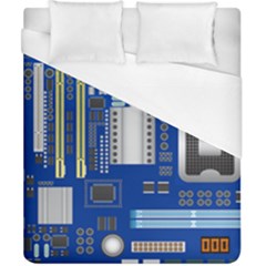 Classic Blue Computer Mainboard Duvet Cover (california King Size) by BangZart