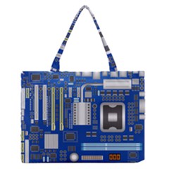 Classic Blue Computer Mainboard Medium Zipper Tote Bag by BangZart