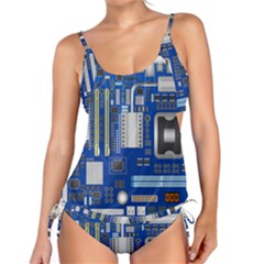 Classic Blue Computer Mainboard Tankini Set