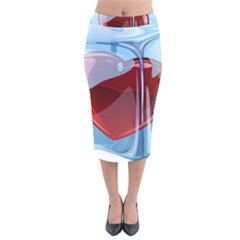 Heart In Ice Cube Velvet Midi Pencil Skirt by BangZart