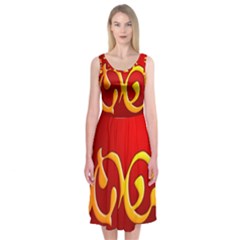 Easter Decorative Red Egg Midi Sleeveless Dress by BangZart