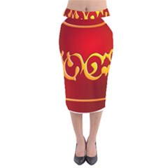 Easter Decorative Red Egg Velvet Midi Pencil Skirt by BangZart